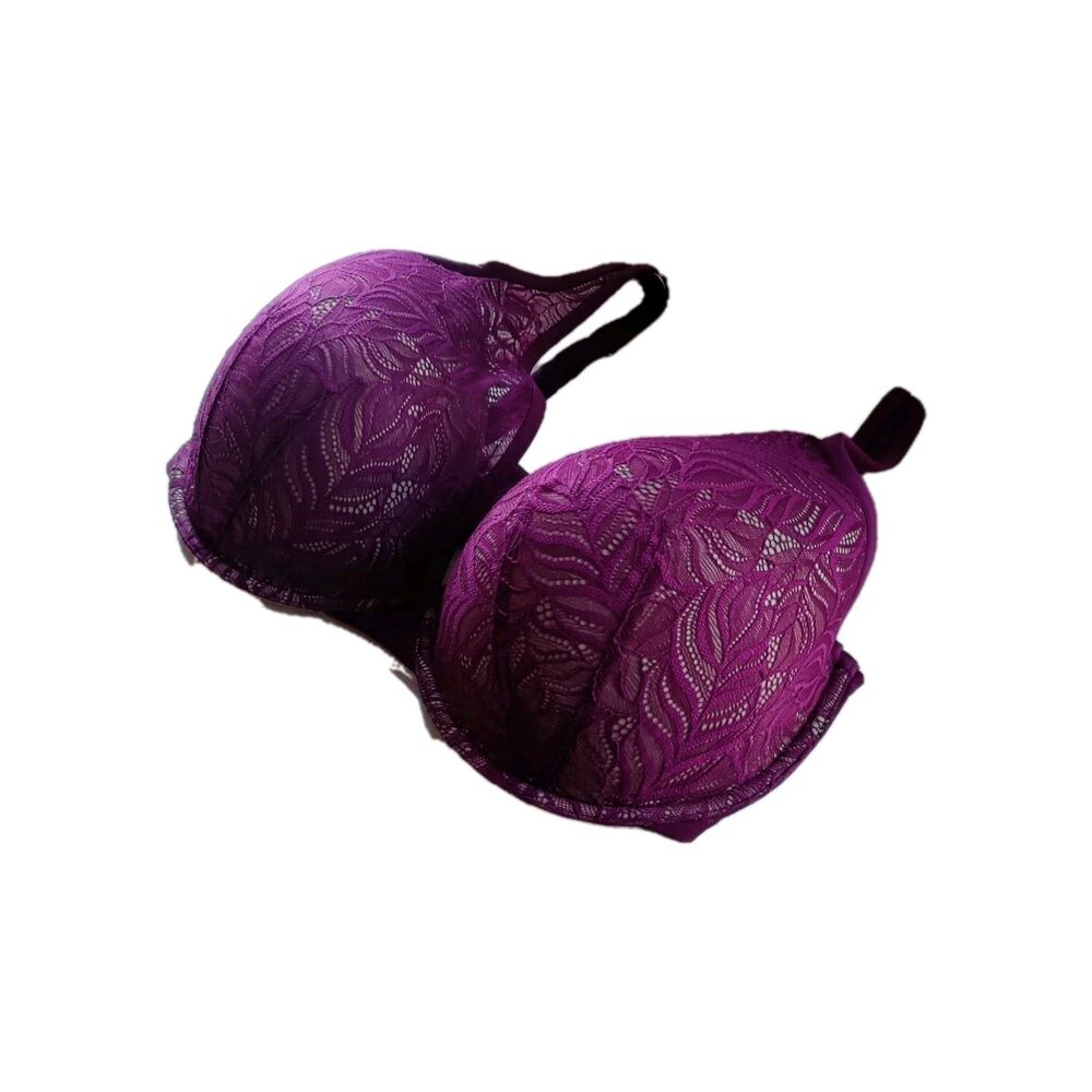 ThirdLove Feather Lace Plunge Underwire Push Up Bra Berry Crush Women's Sz 38G - Picture 8 of 10